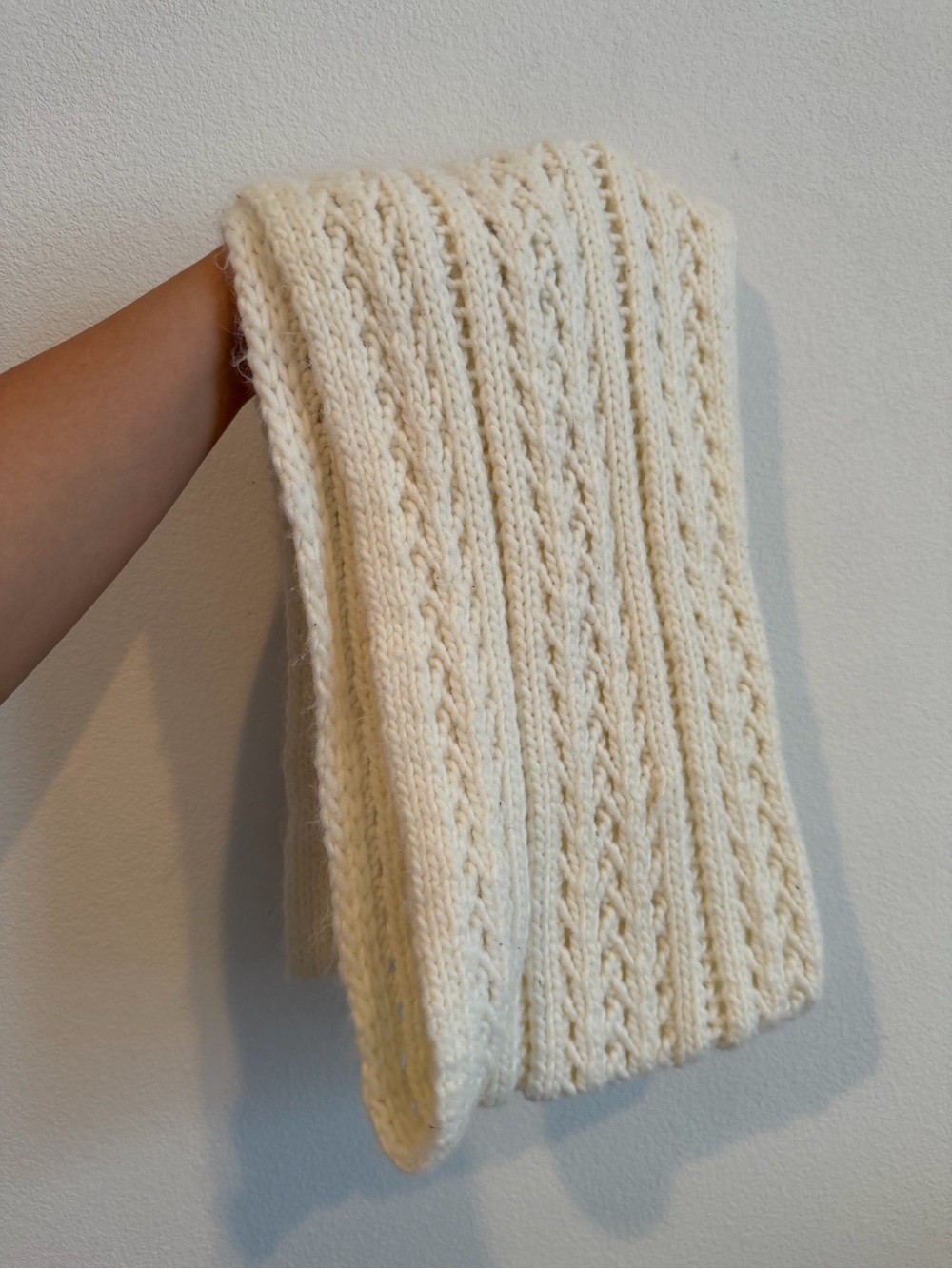 Cream Cable Knit Scarf